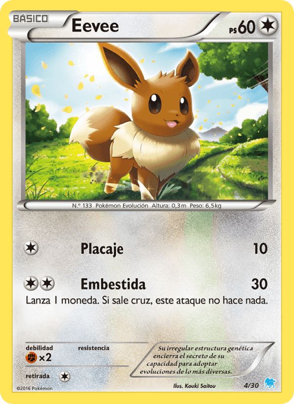 Eevee, carta 4 de Kit de Entrenador XY (Suicune)