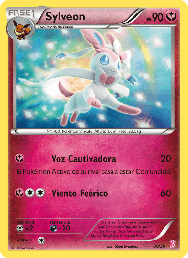 Sylveon, carta 30 di Kit de Entrenador XY (Pikachu Enmascarada)