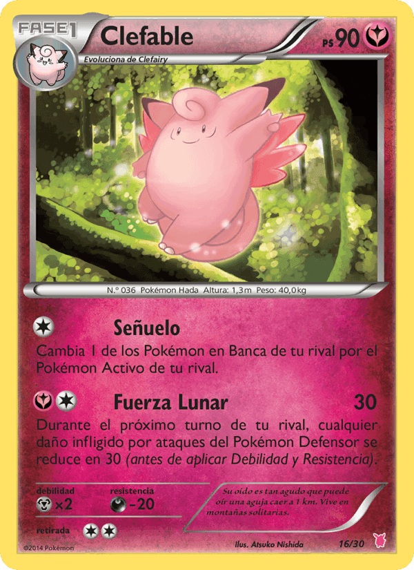 Clefable, card 16 from Kit de Entrenador XY (Wigglytuff)