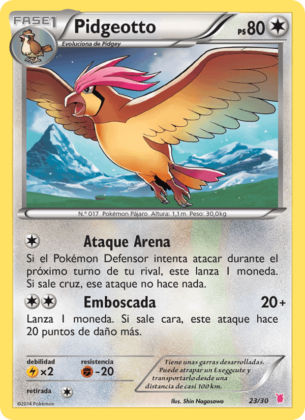 Pidgeotto, card 23 from Kit de Entrenador XY (Wigglytuff)