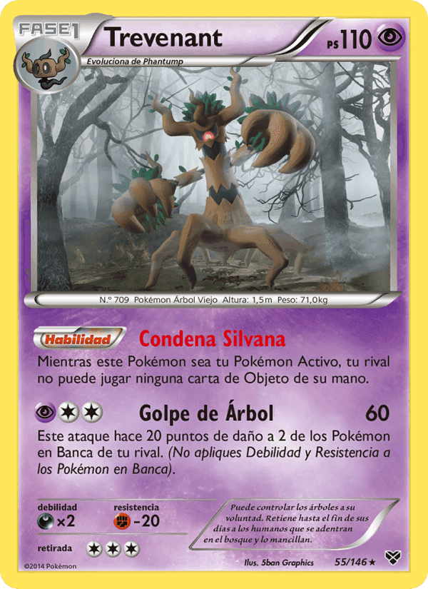 Trevenant, carta 55 de XY