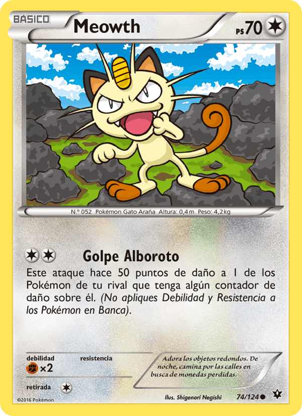 Meowth, carta 74 di Destinos Enfrentados