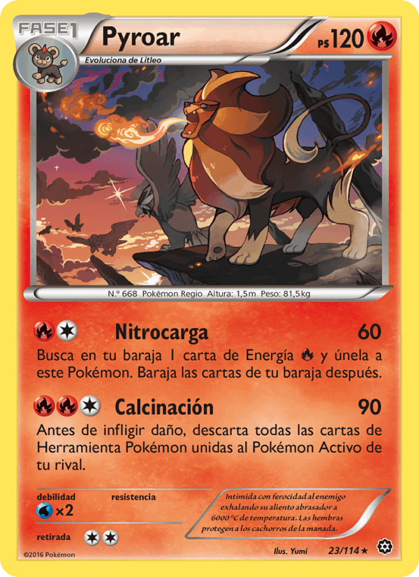 Pyroar, card 23 from Asedio de Vapor
