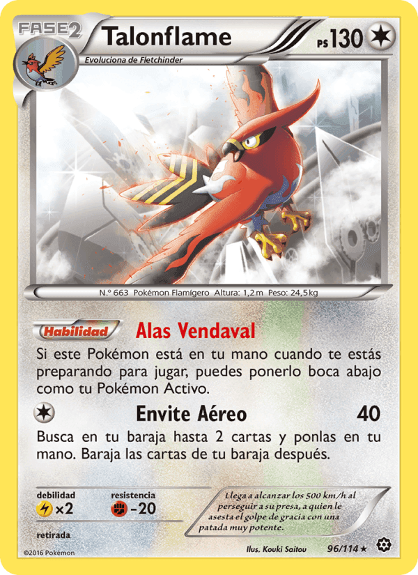 Talonflame, card 96 from Asedio de Vapor