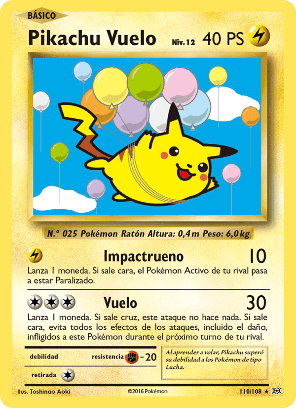 Pikachu Vuelo, carta 110 de Evoluciones
