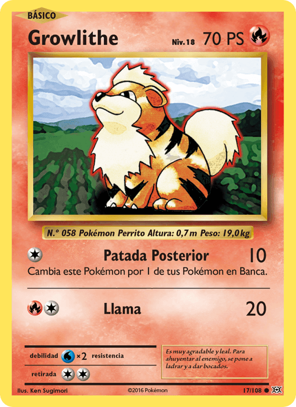 Growlithe, carta 17 de Evoluciones