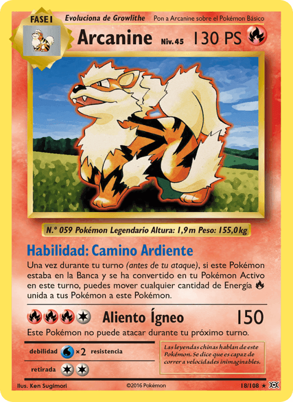 Arcanine, carta 18 de Evoluciones