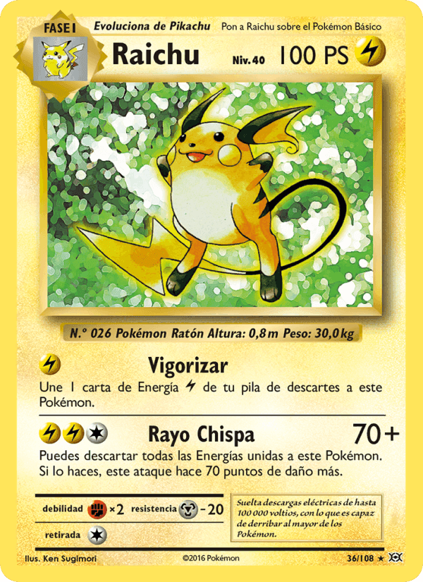 Raichu, carta 36 de Evoluciones