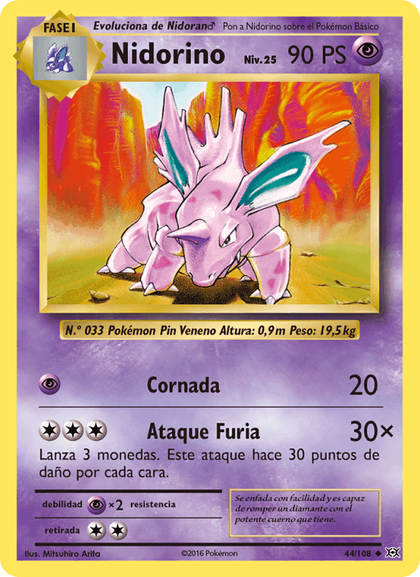 Nidorino, carte 44 de Evoluciones