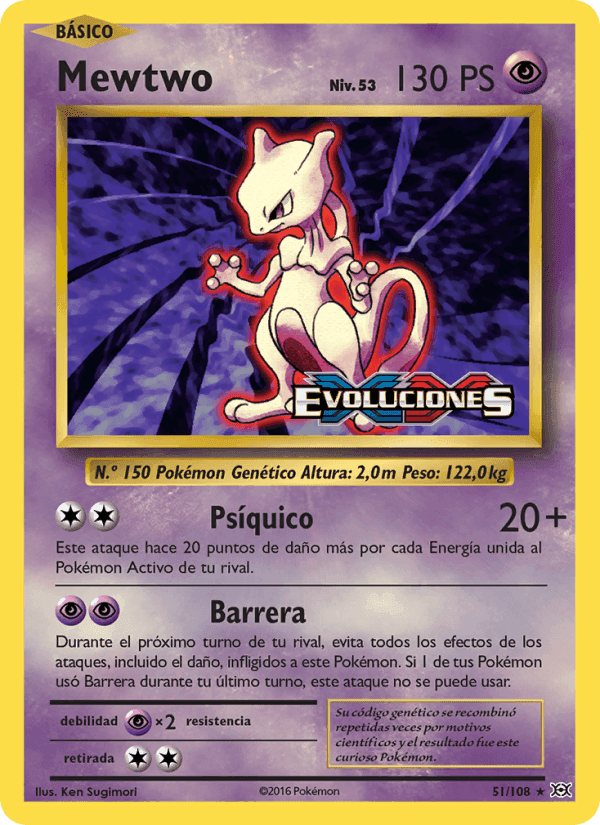 Mewtwo, carte 51 de Evoluciones