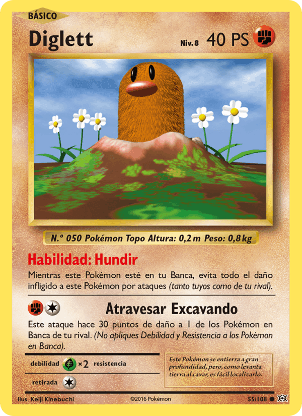 Diglett, carta 55 de Evoluciones