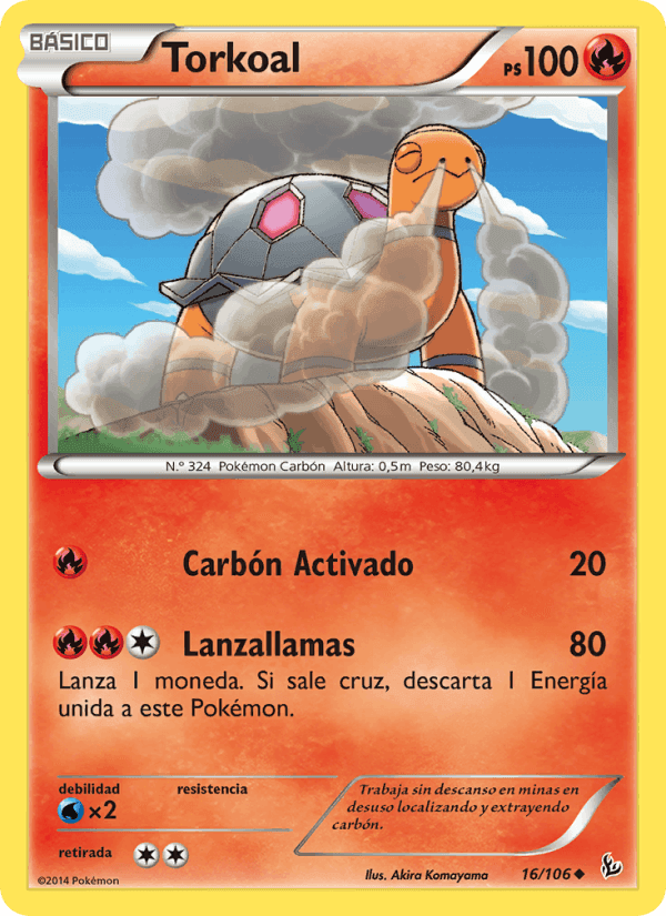 Torkoal, card 16 from Destellos de Fuego
