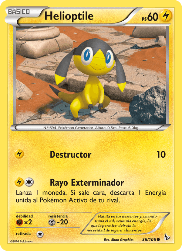 Helioptile, carta 36 de Destellos de Fuego