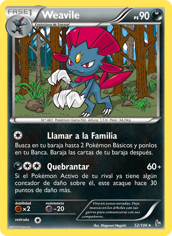 Weavile, carta 52 de Destellos de Fuego
