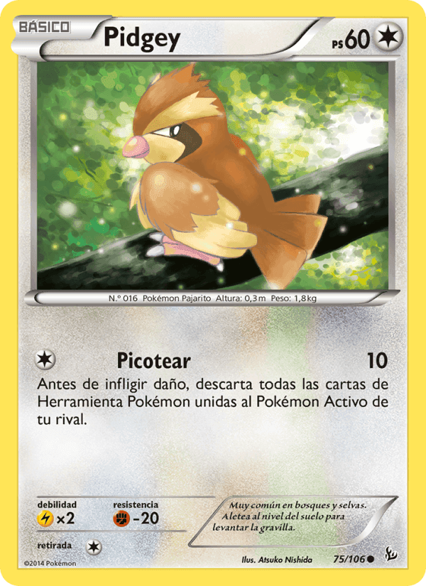 Pidgey, carta 75 de Destellos de Fuego