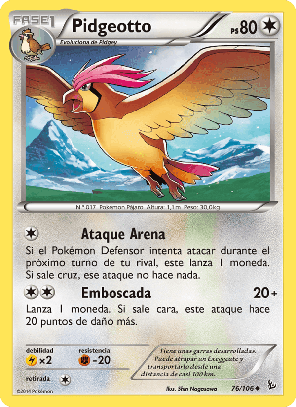 Pidgeotto, carta 76 de Destellos de Fuego