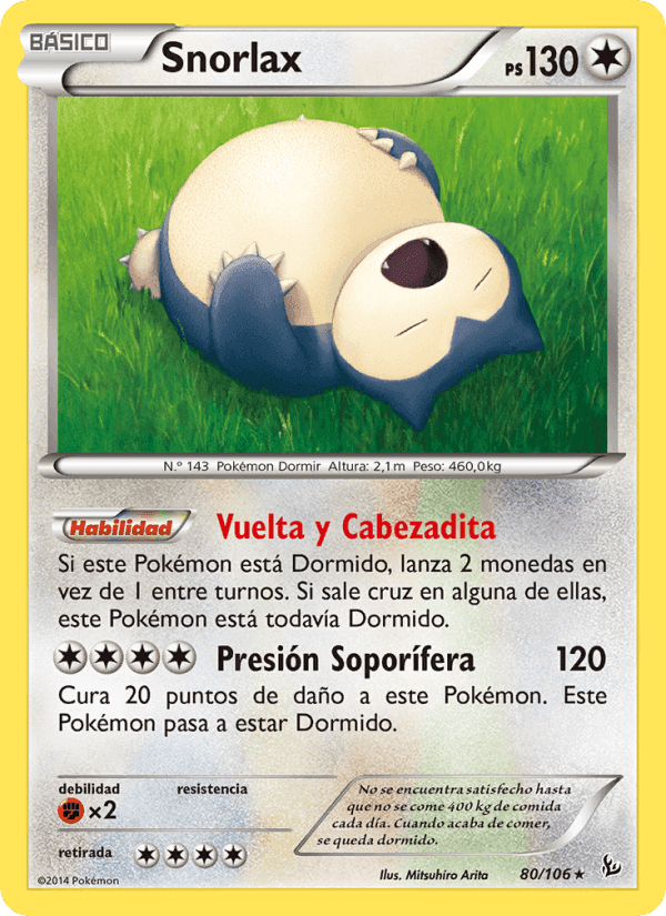Snorlax, card 80 from Destellos de Fuego