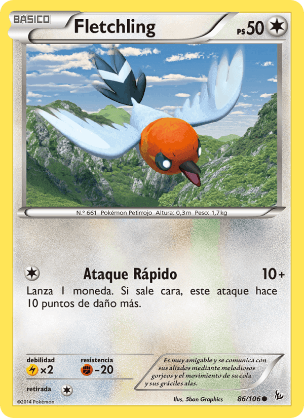 Fletchling, card 86 from Destellos de Fuego