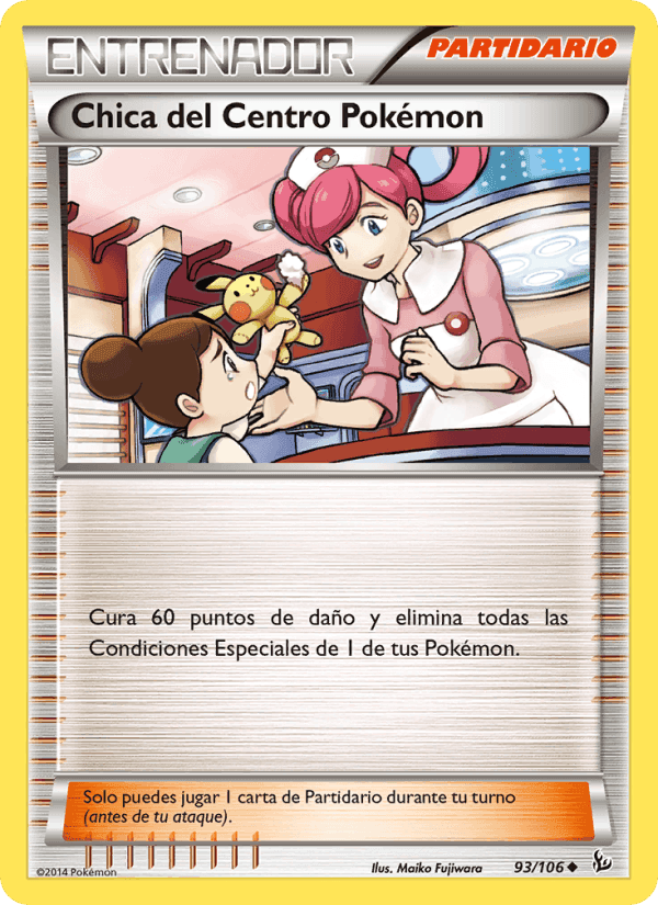 Chica del Centro Pokémon, carta 93 de Destellos de Fuego