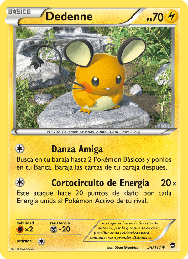 Dedenne, carta 34 de Puños Furiosos