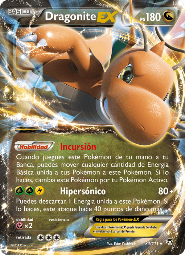 Dragonite EX, carte 74 de Puños Furiosos