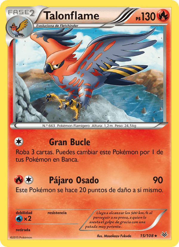 Talonflame, carta 15 de Cielos Rugientes