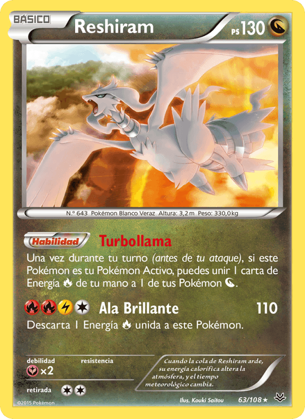 Reshiram, card 63 from Cielos Rugientes