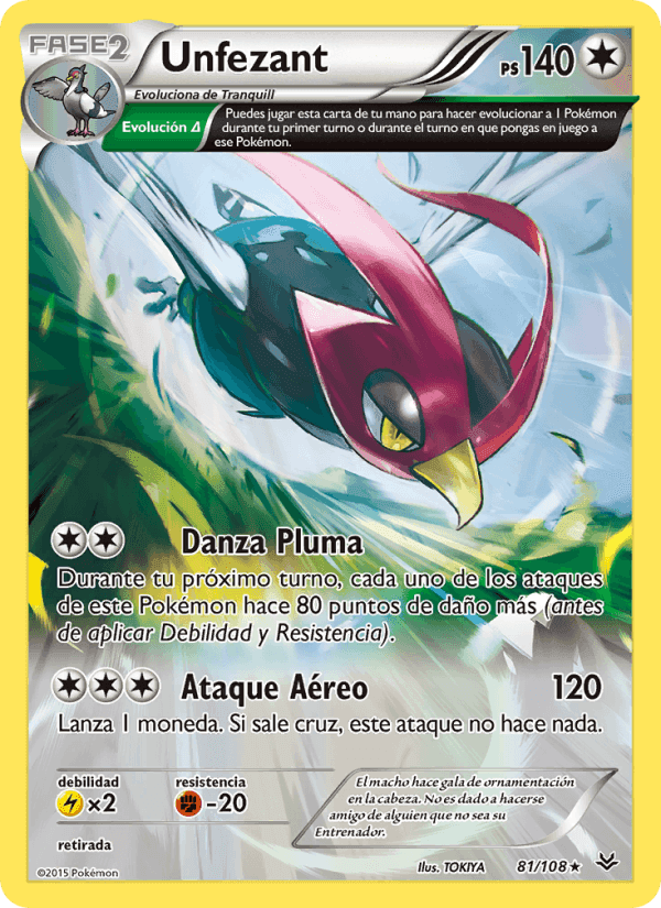 Unfezant, card 81 from Cielos Rugientes