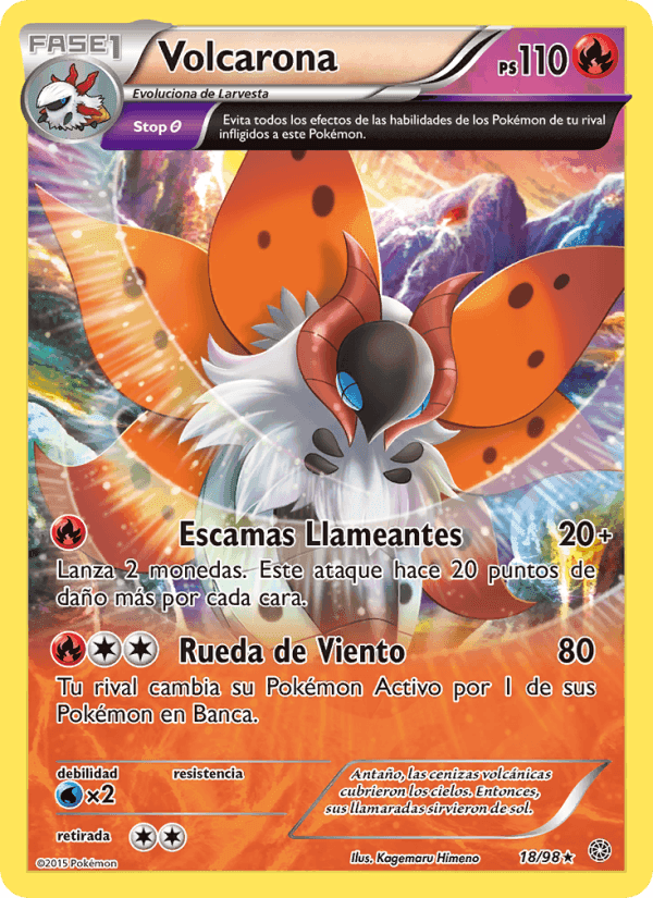 Volcarona, carta 18 di Antiguos Orígenes