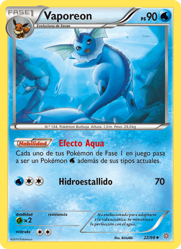 Vaporeon, carte 22 de Antiguos Orígenes