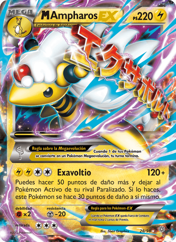 M-Ampharos EX, card 28 from Antiguos Orígenes