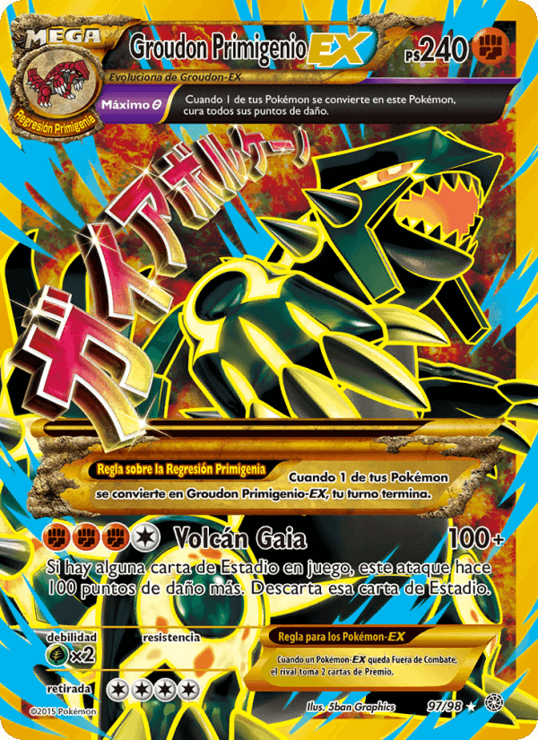 Groudon Primigenio EX, carta 97 de Antiguos Orígenes