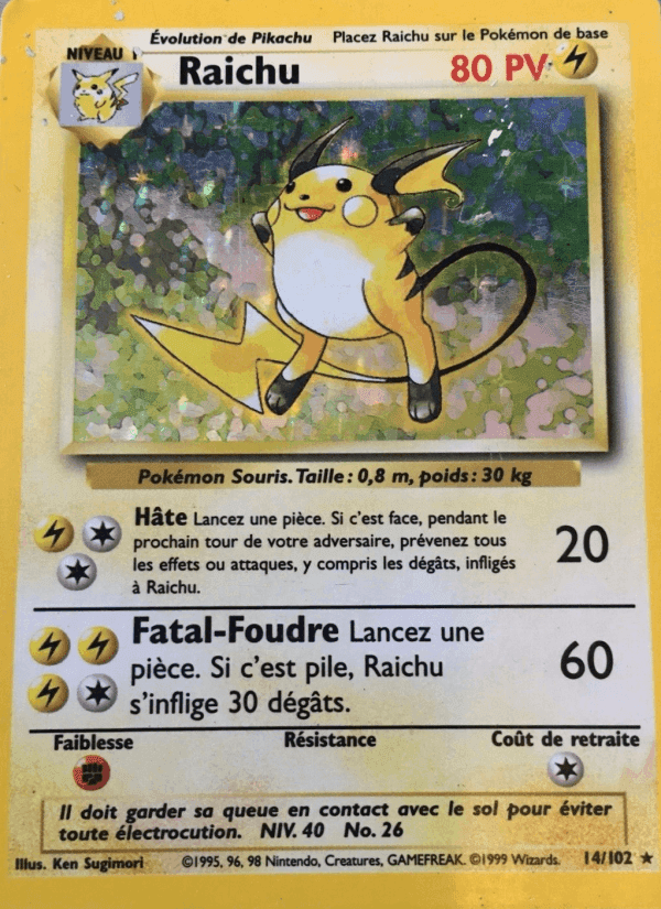 Raichu, carte 14 de Set de Base