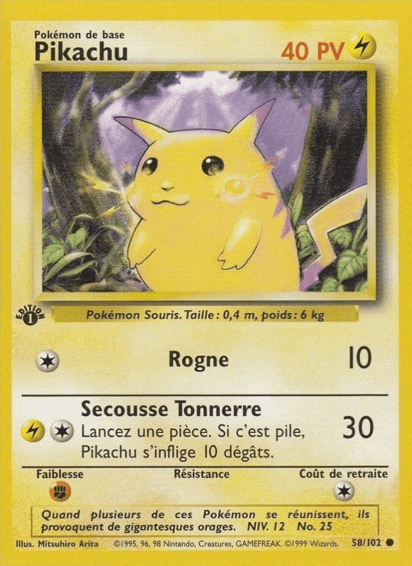 Pikachu, carte 58 de Set de Base