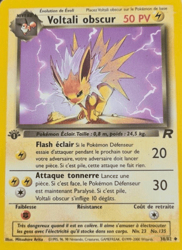 Voltali obscur, card 38 from Team Rocket