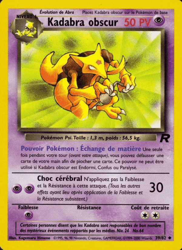 Kadabra obscur, card 39 from Team Rocket