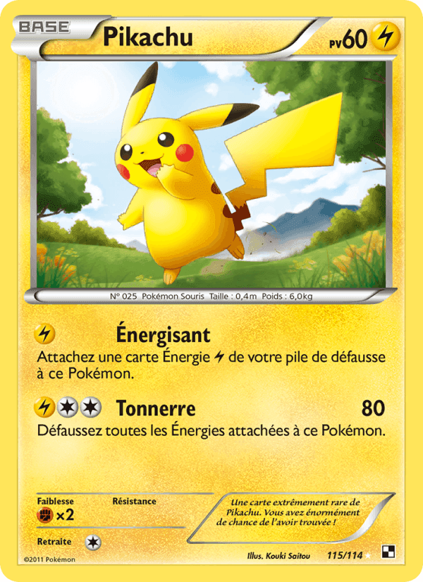 Pikachu, card 115 from Noir & Blanc