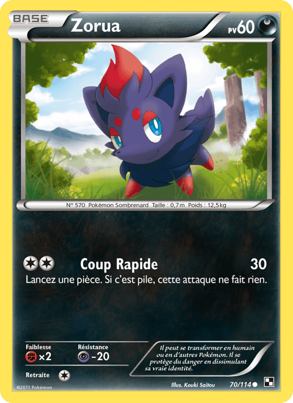 Zorua, carta 70 di Noir & Blanc
