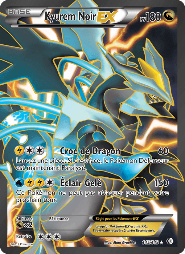 Kyurem Noir-EX, card 145 from Frontières Franchies