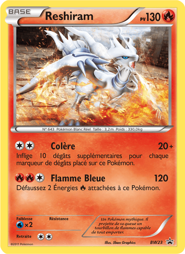 Reshiram, carte BW23 de Promo BW