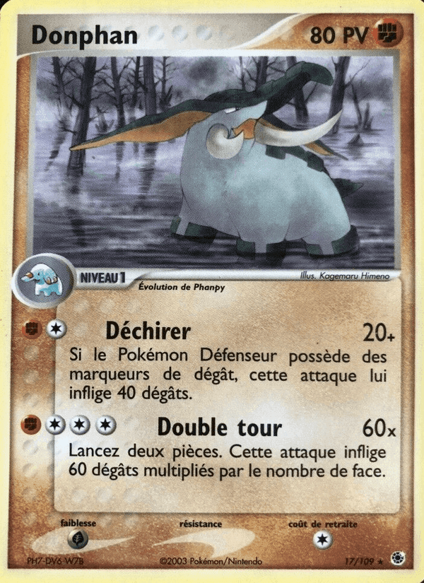 Donphan, carta 17 di EX Rubis & Saphir