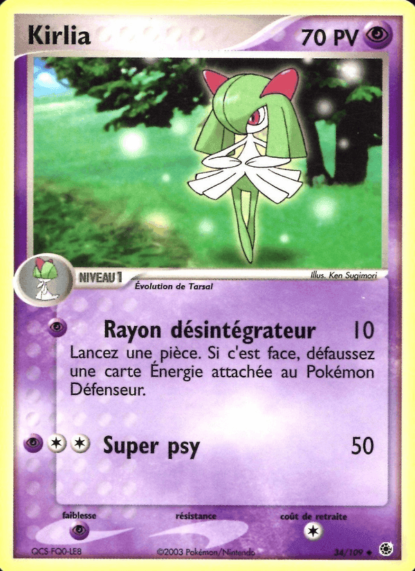 Kirlia, card 34 from EX Rubis & Saphir