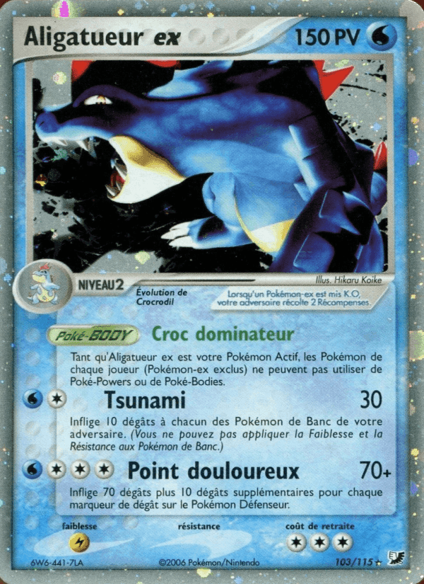 Aligatueur ex, carte 103 de EX Forces Cachées