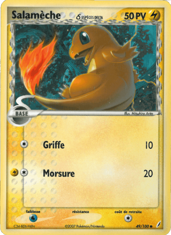 Salamèche δ, carte 49 de EX Gardiens de Cristal
