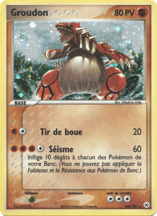 Groudon, card 102 from EX Légendes Oubliées