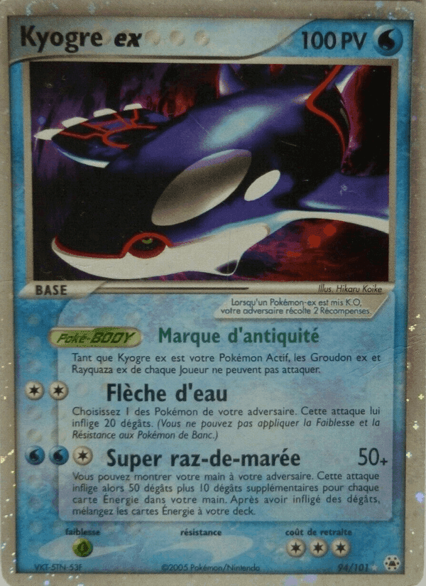 Kyogre ex, carta 94 de EX Légendes Oubliées