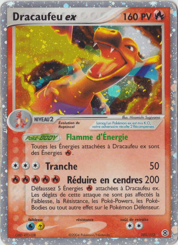 Dracaufeu ex, carta 105 de EX Rouge Feu & Vert Feuille