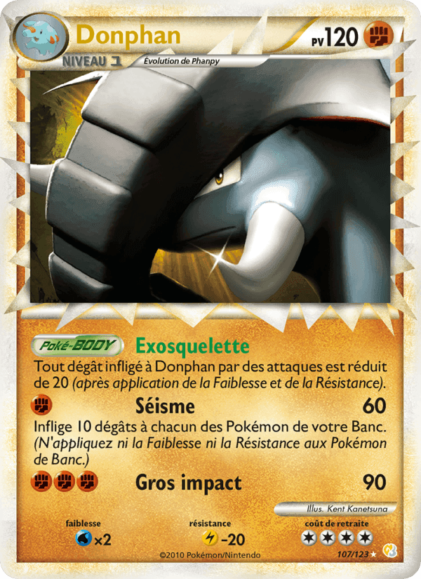 Donphan, carte 107 de HeartGold SoulSilver