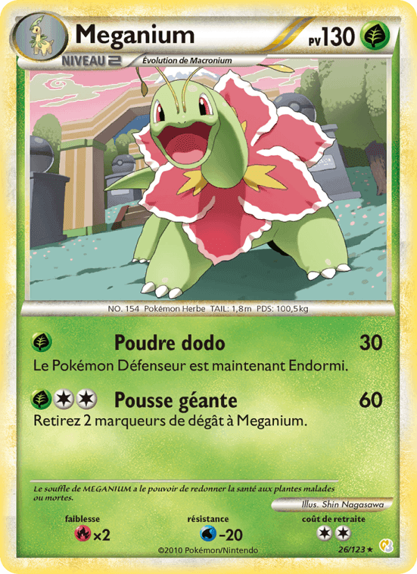 Méganium, carte 26 de HeartGold SoulSilver