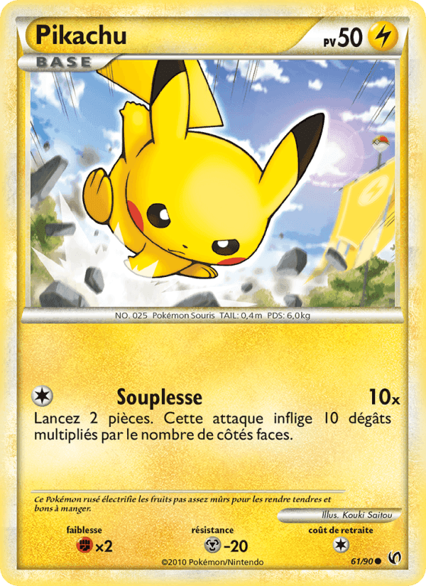 Pikachu, carte 61 de Indomptable